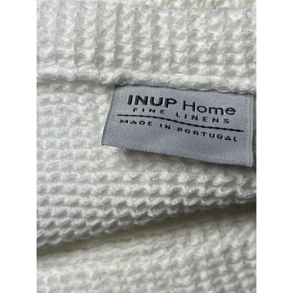 INUP HOME Fine Linens Waffle Weave Throw Blanket White Bedspread Portugal Cotton - Picture 8 of 8